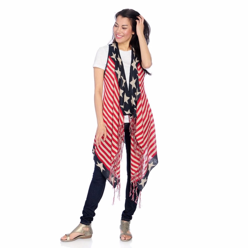 Stars & Stripes Open Front Vest NWOT